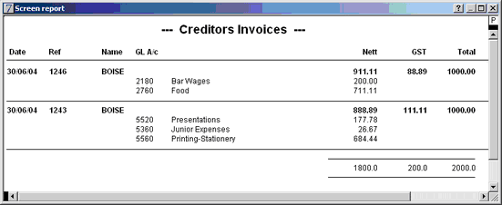 invoices detailed